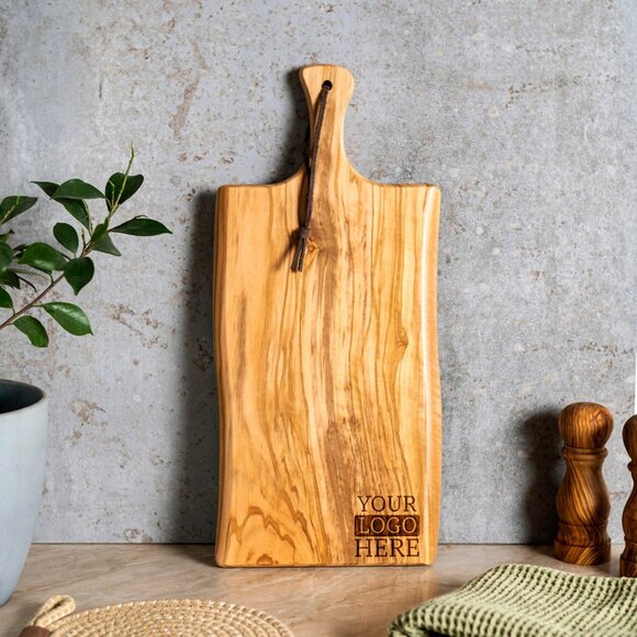 Personalized Olive Wood Board with Handle (17×8 inch) - Picture 3 of 5
